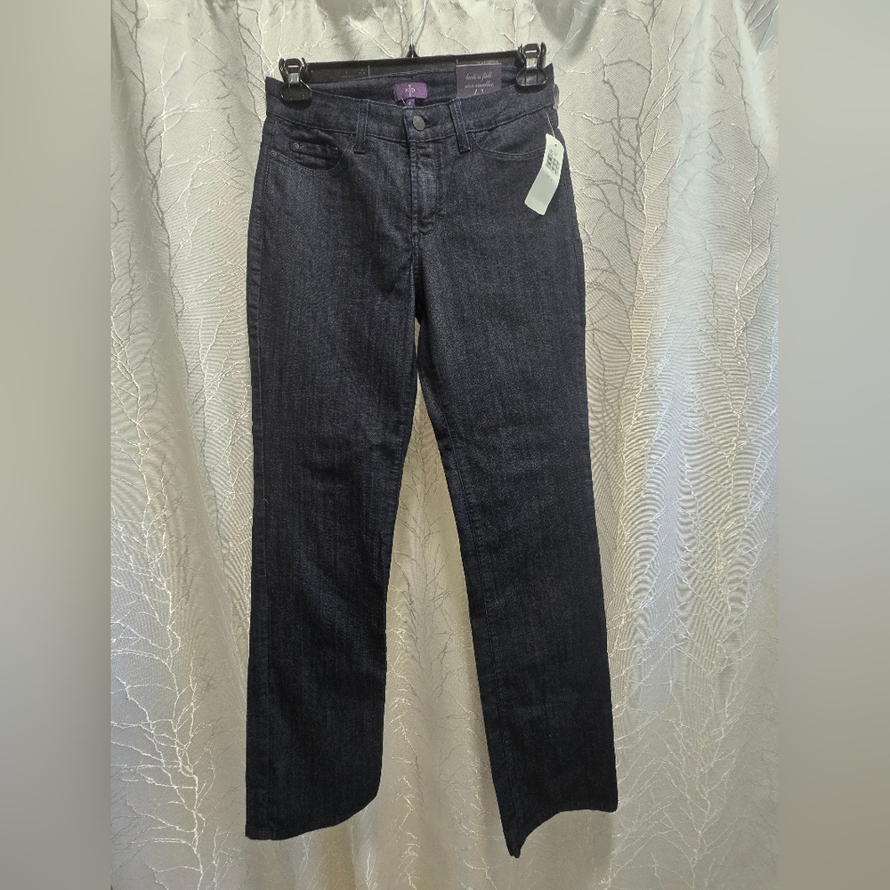 NYDJ NWT Embellish Straight Jeans Sz 6 29x32 Dark Wash country western ranch